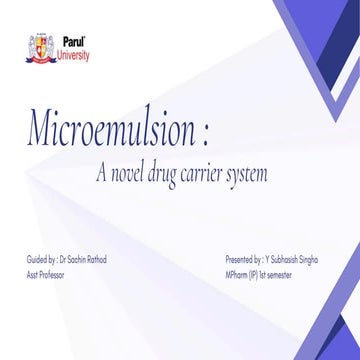 Microemulsion | A Novel Drug Carrier System | Mpharm | Industrial Pharmacy.pdf