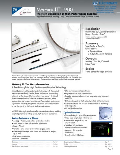 Micro e systems_mercuryii1900_datasheet