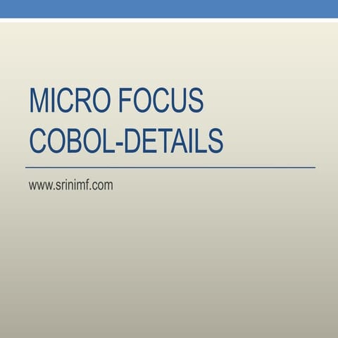 Micro Focus - COBOL Details