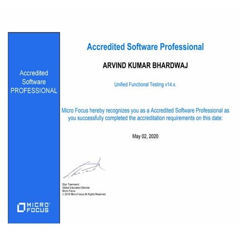 Micro Focus Unified Functional Testing (UFT) - Accredited Software Profession...