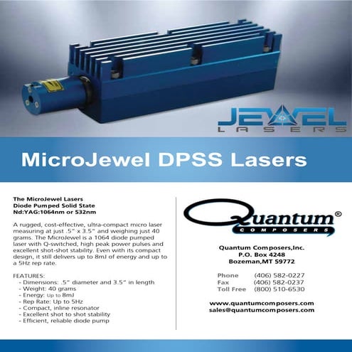 Micro Jewel DPSS Lasers Datasheet