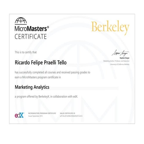 MicroMasters in Marketing Analytics Certificate | PDF