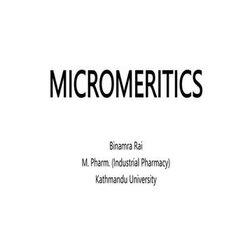 Micromeritics The Physical Pharmacy pptx