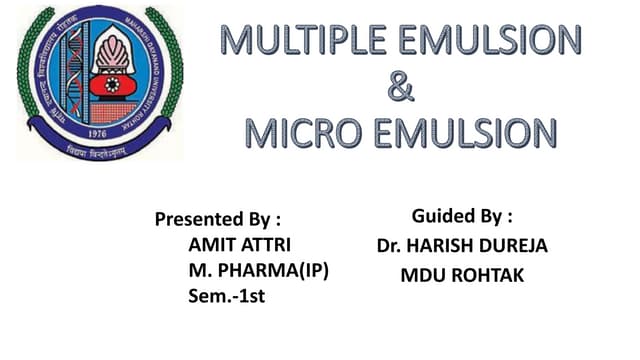 Microemulsion & multiple emulsion