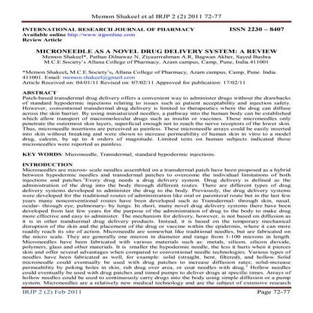 Microneedles - Pharmacy