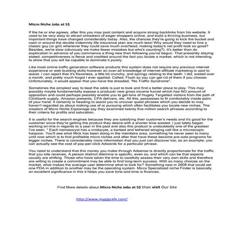 Micro niche jobs at 5$