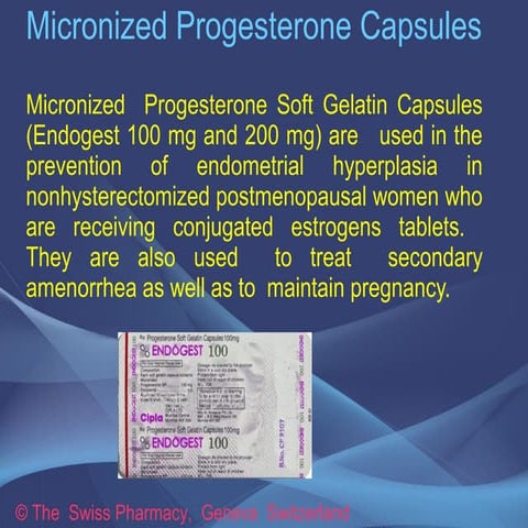 Micronized Progesterone Capsules for Prevention of Endometrial Hyperplasia & ...