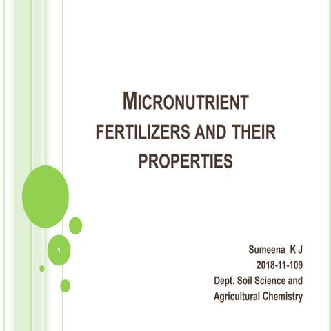 Micronutrient fertilizers and their properties