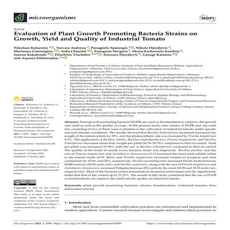 Evaluation of plant growth promoting bacteria strains