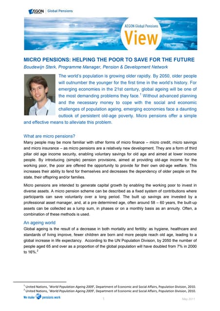 Micro Pensions - Helping the Poor to Save for the Future