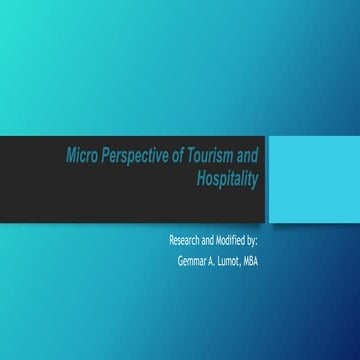 Micro perspective of tourism and hospitality