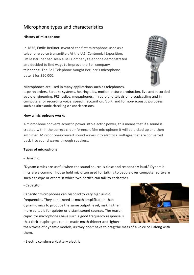 Microphone types and characteristics