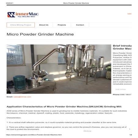 Micro powder grinder machine
