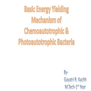 Basic Energy Yielding Mechanism of Chemoautotrophic & Photoautotrophic Bacteria