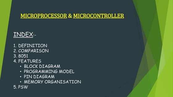 Microprocessor and microcontrollers | PPTX