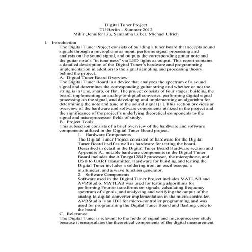 Digital Tuner Project Final Report