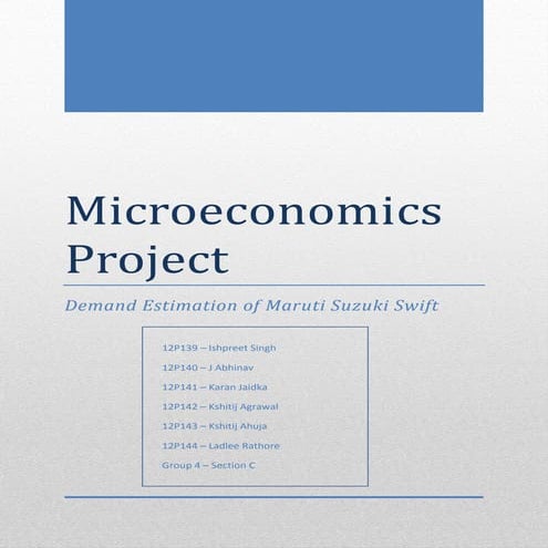 Demand Estimation of Maruti Suzuki Swift