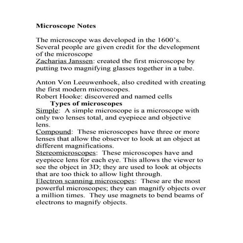 Microscope notes | DOC