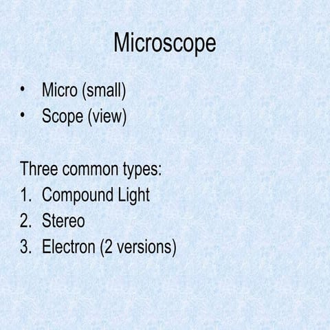 Microscope Biology I Lab