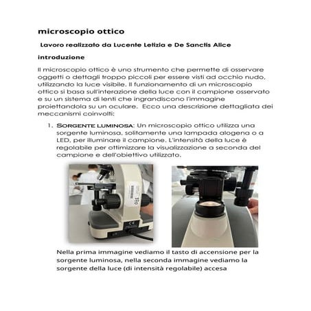 relazione sul funzionamento del microscopio ottico | PDF