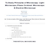 To Study Principles of Microscopy: Light Microscope, Phase Contrast  Microsco...
