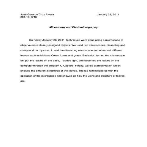 Microscopy and photomicrography | DOCX