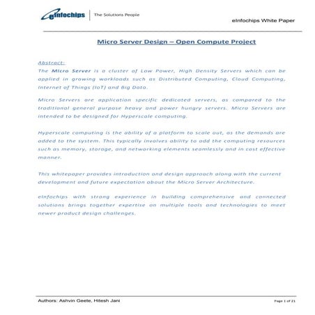 Micro Server Design - Open Compute Project