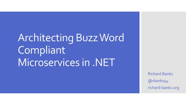 Architecting Microservices in .Net