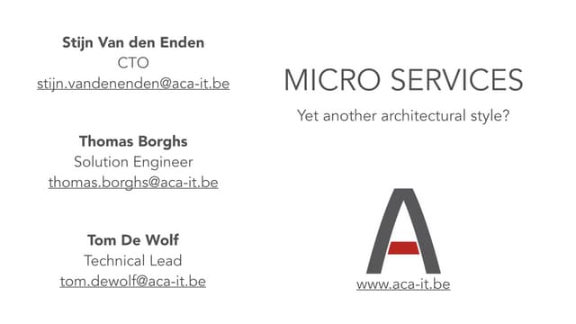 MicroServices, yet another architec...