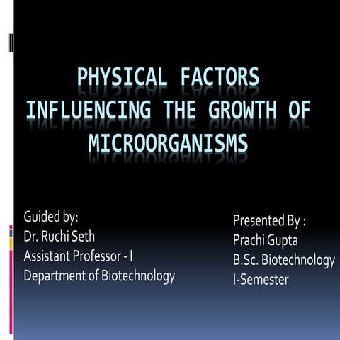 Factors affecting the growth of microbes