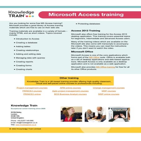 Microsoft Access training