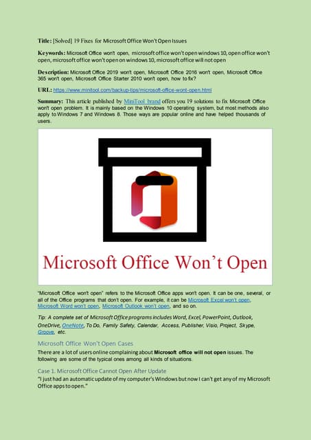 Microsoft office-wont-open