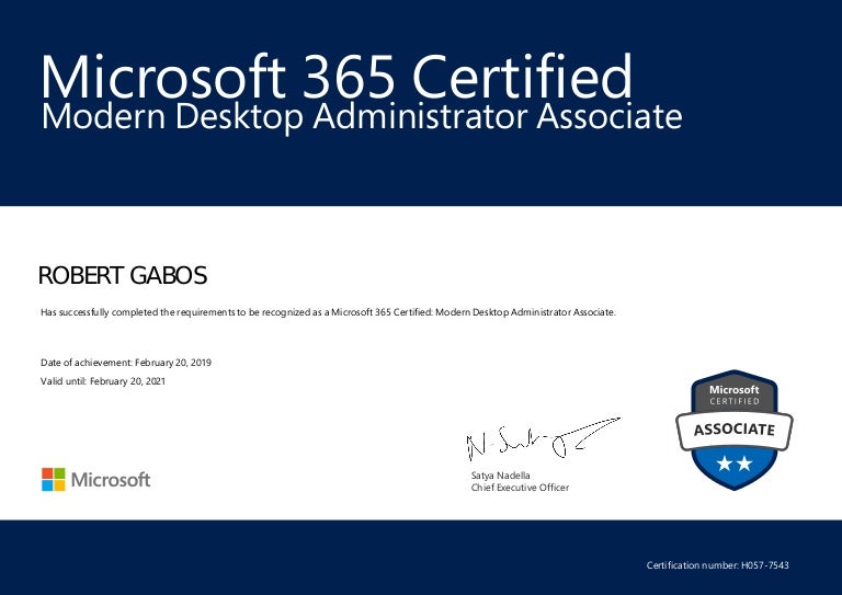 Microsoft 365 Certified Modern Desktop Administrator Associate