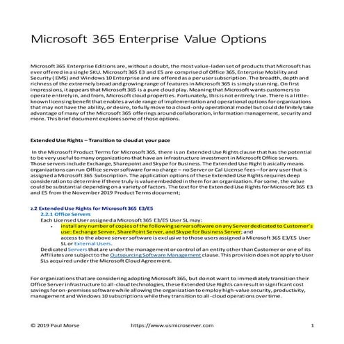 Microsoft 365 Enterprise Value Options
