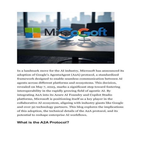 Microsoft Adopts Google’s A2A Protocol A New Era for AI Agent Interoperabilit...