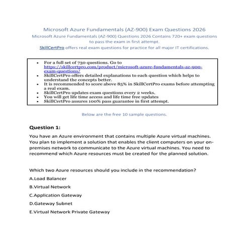 Exact Microsoft AZ-900 Questions And Answers | PDF