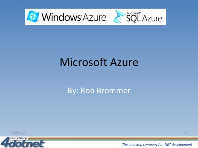 Microsoft Azure, door Rob Brommer op de 4DotNet Developers Day