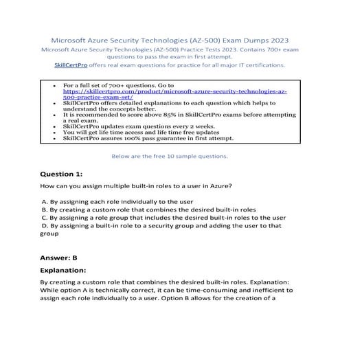 Microsoft Azure Security Technologies (AZ-500) Exam Dumps 2023.pdf