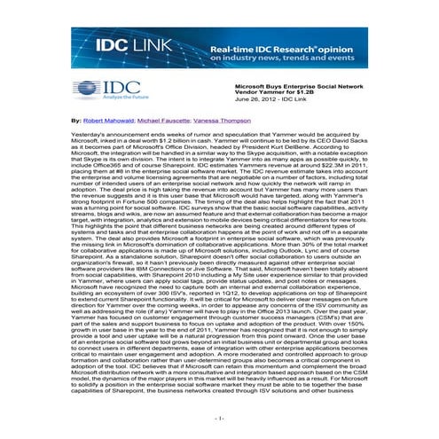 Microsoft buys enterprise social network vendor yammer for $1.2 b