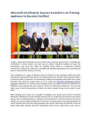 Microsoft Certification Courses Australia