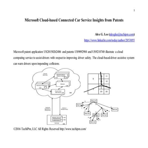 Microsoft Cloud-based Connected Car Service Insights from Patents