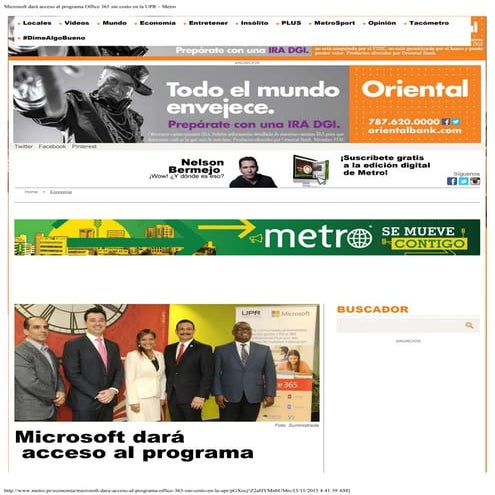 Microsoft dará acceso al programa office 365 sin costo en la upr – metro