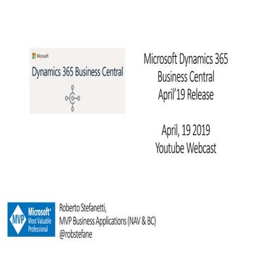 Microsoft Dynamics 365 Business Central April'19 release