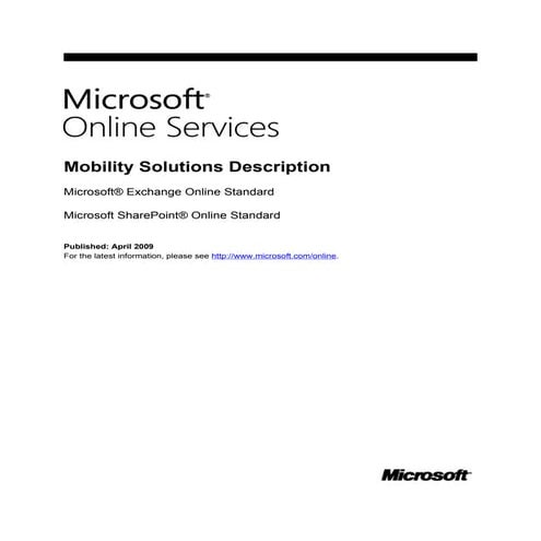 Microsoft Dynamics CRM - Services Mobility Solutions Description Whitepaper
