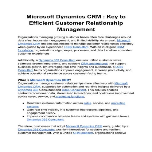 Microsoft Dynamics CRM _ Key to Efficient Customer Relationship ...