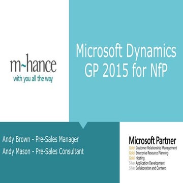 Microsoft Dynamics GP for Not for Porfit organisations 