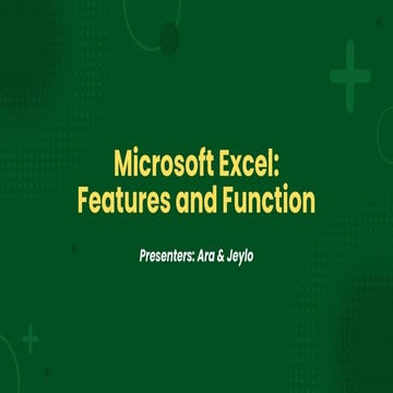 FEATURES OF MICROSOFT EXCEL | PPTX