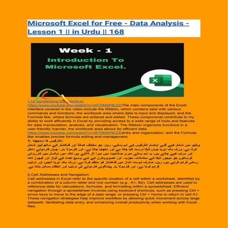Microsoft Excel for Free - Data Analysis - Lesson 1 __ in Urdu __ 168 ...