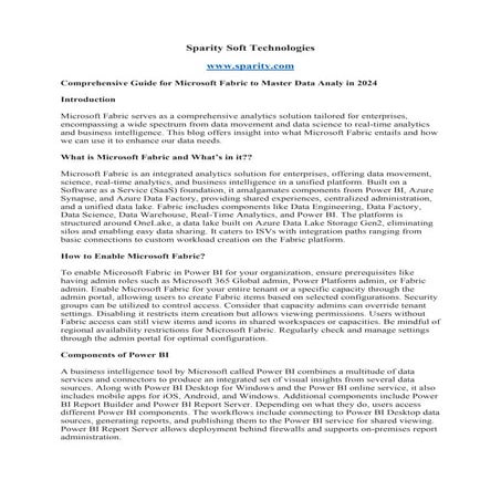 Comprehensive Guide for Microsoft Fabric to Master Data Analytics