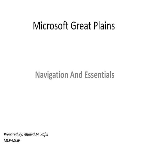Microsoft Dynamics Great Plains- Navigation